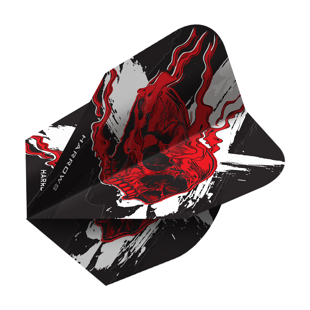 Harrows Ryan Searle Heavy Metal No6 Flights Hier sehen Sie die Harrows Ryan Searle Heavy Metal No6 Flights. Das Produkt besteht aus robusten Dart-Flights mit auffälligem Motiv.