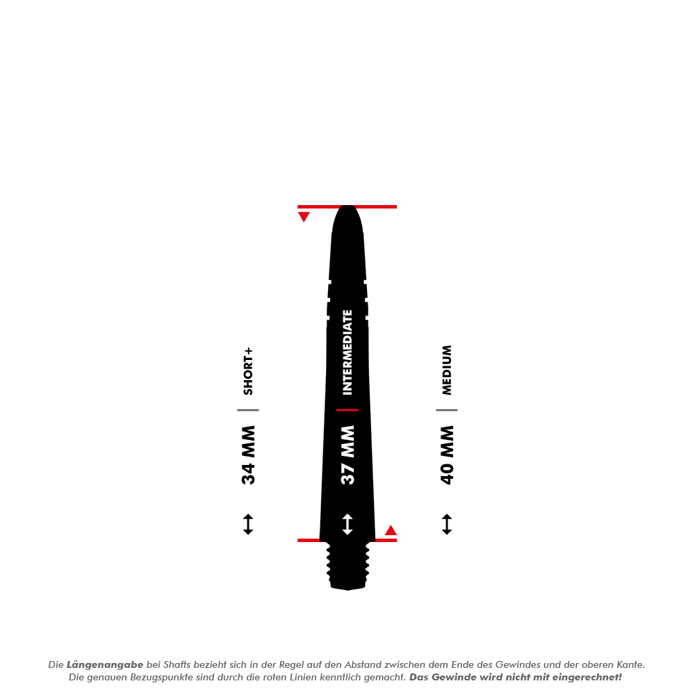 7025_Winmau_Vecta_Shafts_5_37mmYeYAR0doIJU7a Das Bild zeigt die Winmau Vecta Shafts - Blau in verschiedenen Längen. Die Längenangaben beziehen sich auf den Abstand zwischen dem Ende des Gewindes und der oberen Kante, wobei das Gewinde nicht mitgerechnet wird.