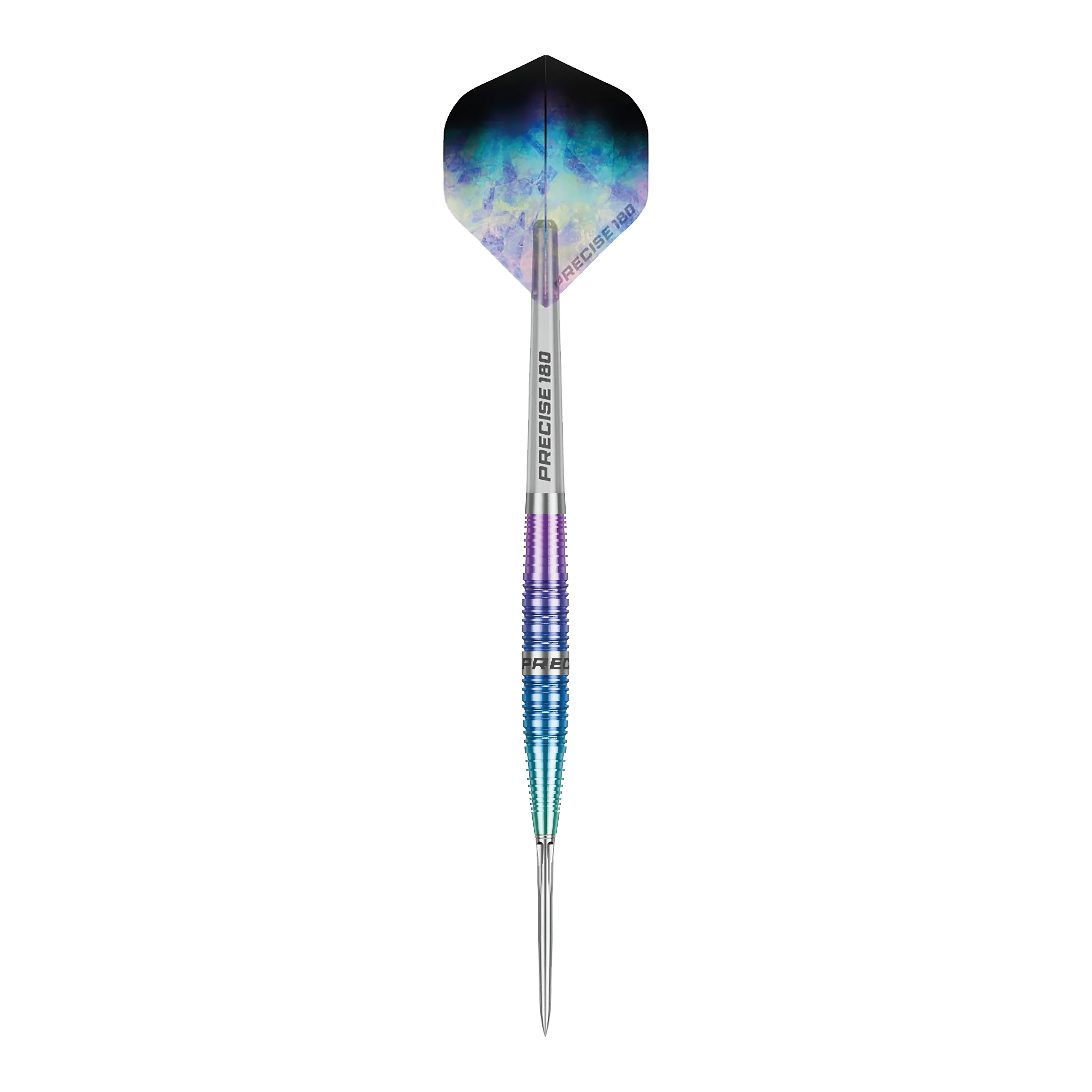 Precise 180 Northern Lights Steeldarts Abgebildet ist ein einzelner Precise 180 Northern Lights Steeldart. Der Dartpfeil hebt sich klar vom Hintergrund ab.