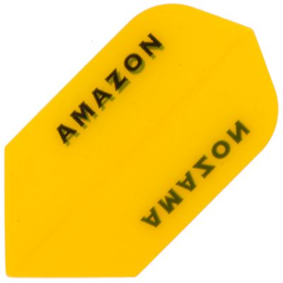 Das Bild zeigt ein gelbes Dart-Flügel-Produkt mit der Aufschrift "AMAZON". Es handelt sich um den Artikel "Amazon Flights A25".