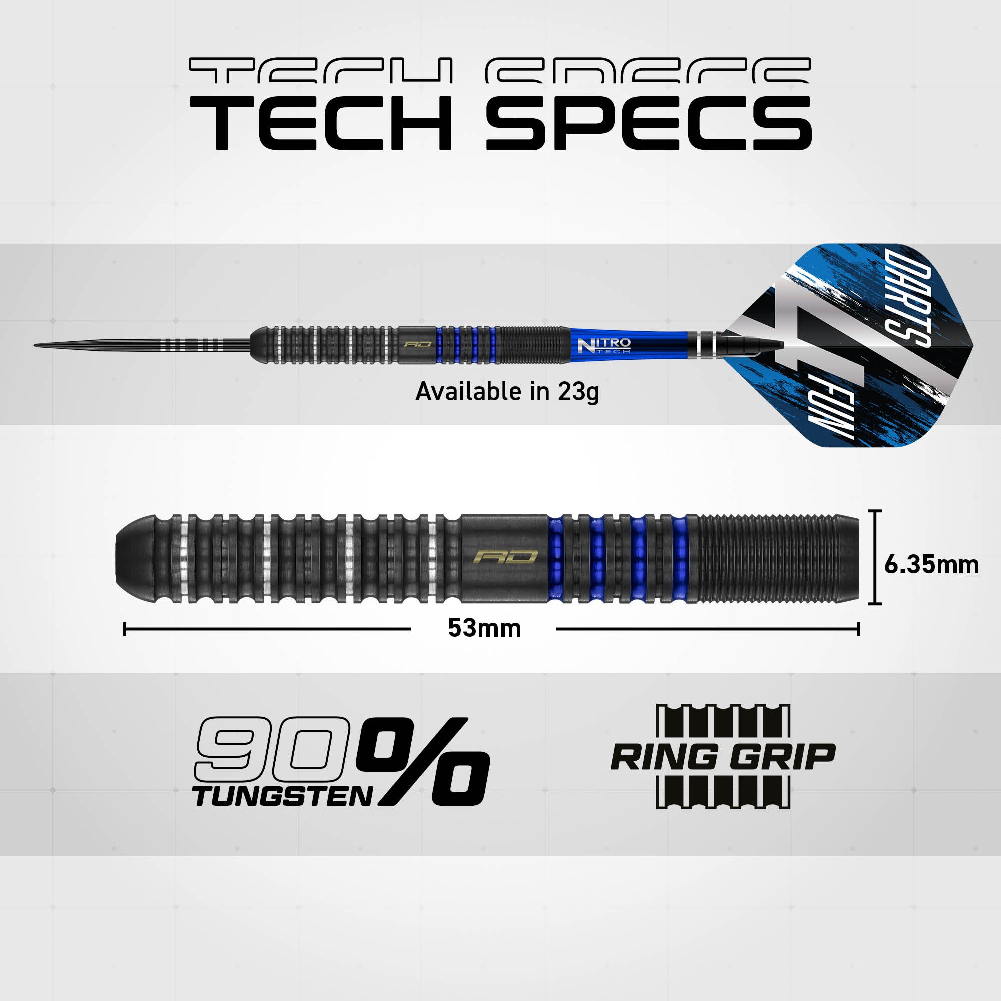 Das Bild zeigt Red Dragon David Williams V1 Steeldarts - 23g. Dieses Produkt ist ideal für Dartsport-Enthusiasten.