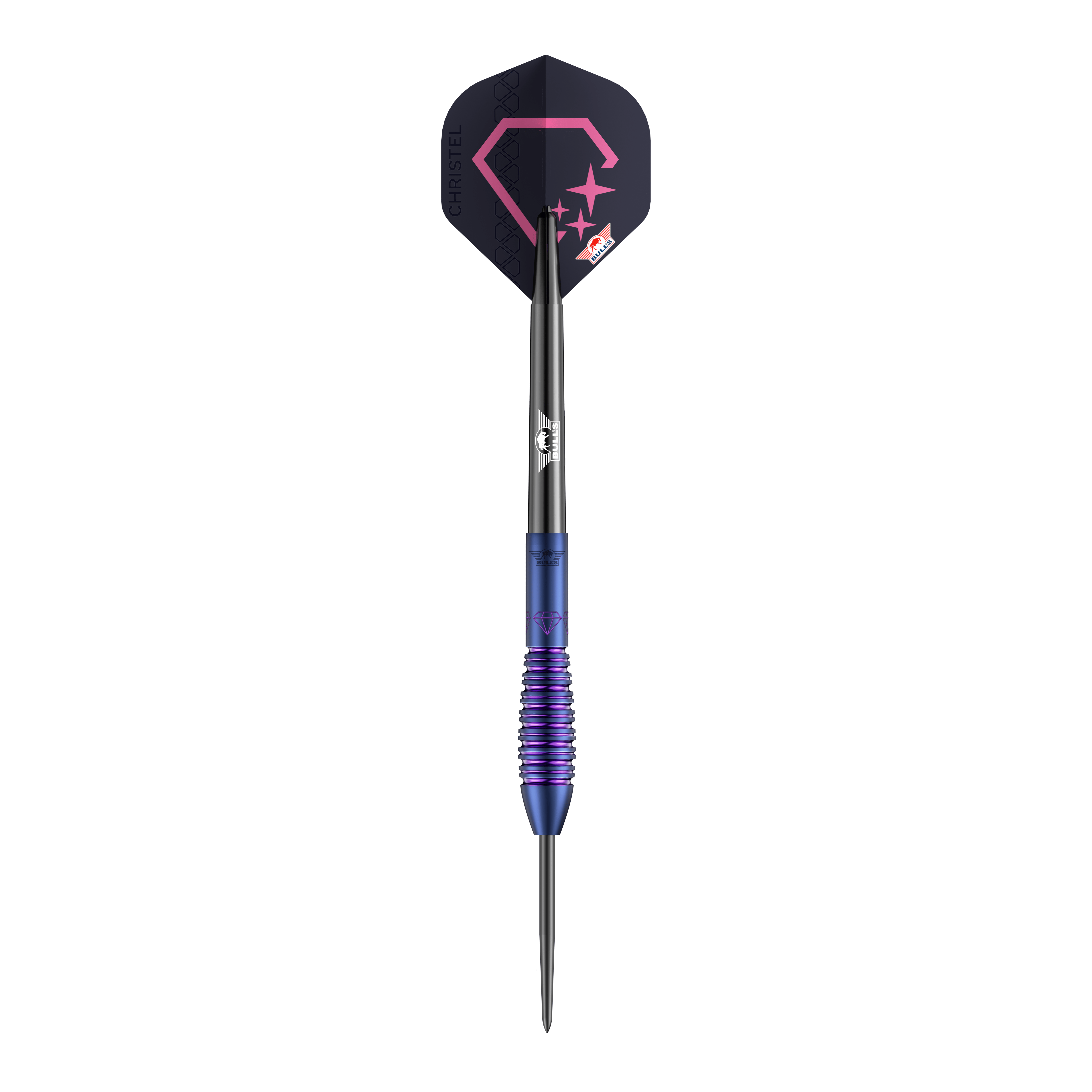 Bulls NL Christel Timmermans Satellite 90 Steeldarts 25g Das Foto zeigt die Bulls NL Christel Timmermans Satellite 90 Steeldarts 25g. Diese Darts sind bekannt für ihre präzise Verarbeitung.