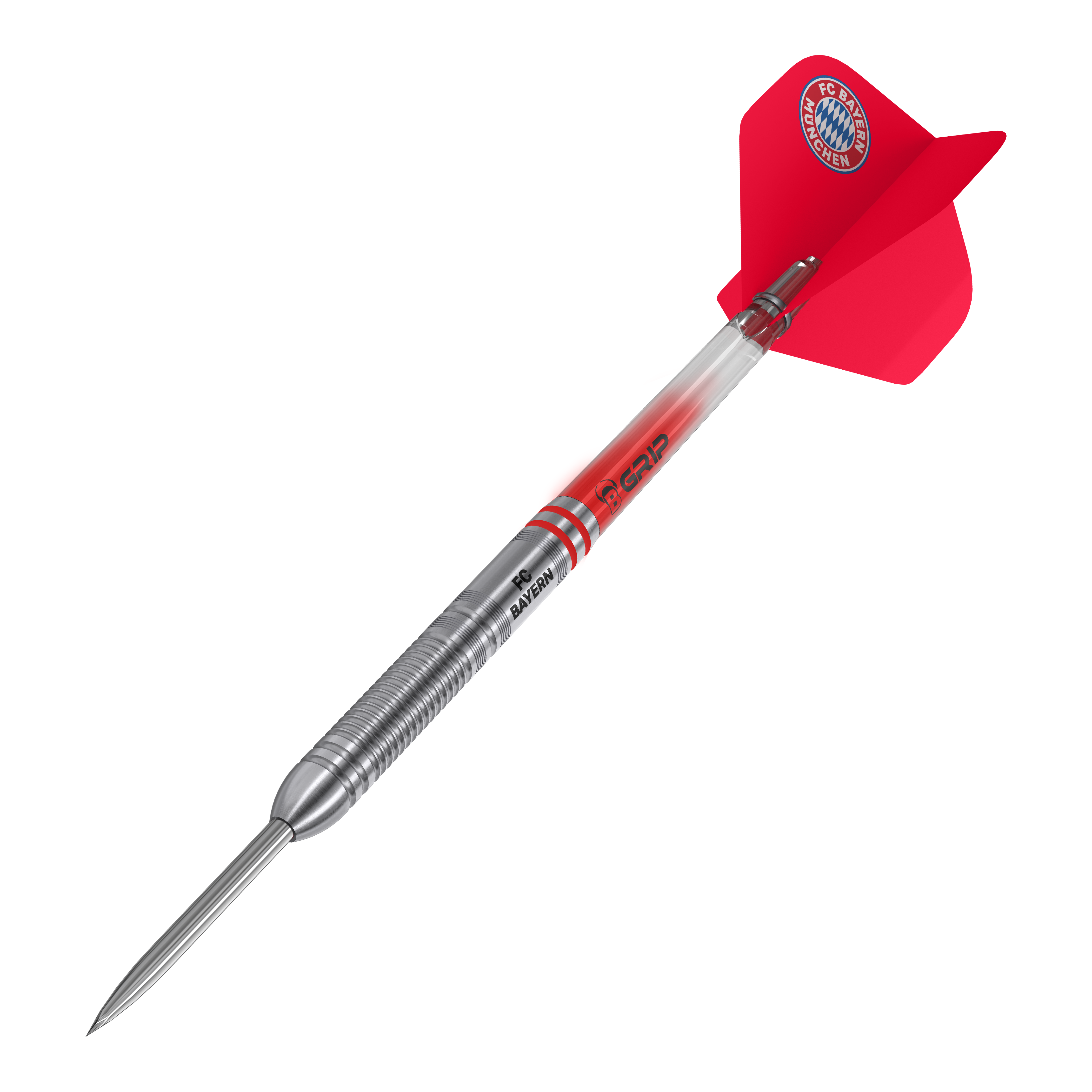Abgebildet sind die Bulls FC Bayern München Tungsten Steeldarts. Die Darts sind besonders für Fans des FC Bayern gestaltet.