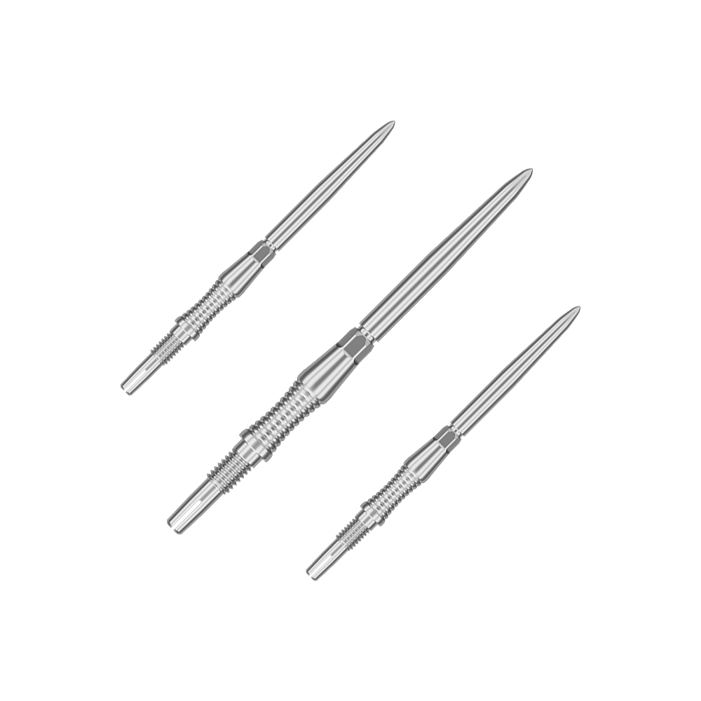 Abgebildet sind Dartspitzen mit der Bezeichnung '340301_Target_Swiss_Point_Dartspitzen_Signature_RST_Silber_35mm_1Set'. Das Bild zeigt silberne Dartspitzen in einem Set.