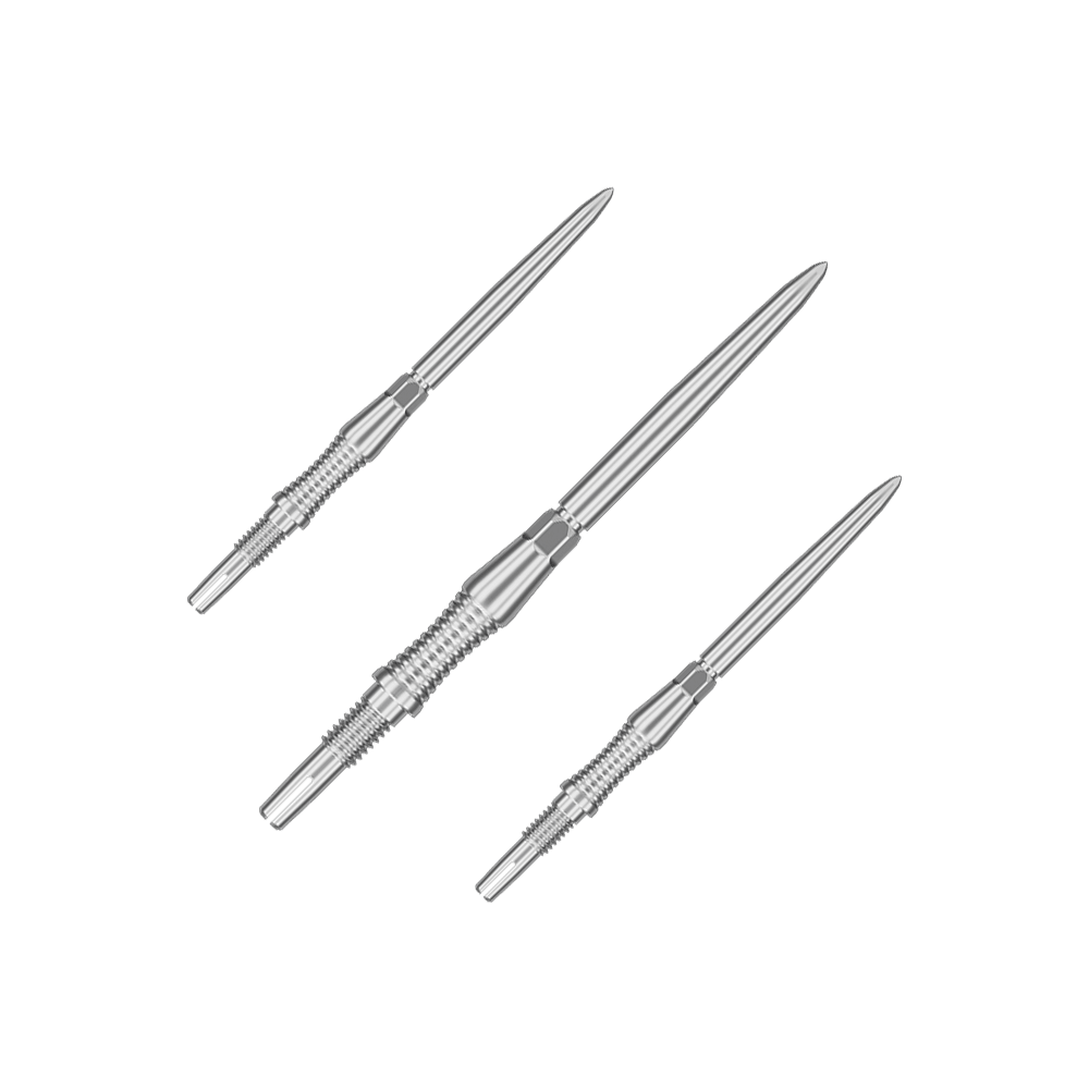 Target Swiss Point Dartspitzen Signature RST - Silber Abgebildet sind Dartspitzen mit der Bezeichnung '340301_Target_Swiss_Point_Dartspitzen_Signature_RST_Silber_35mm_1Set'. Das Bild zeigt silberne Dartspitzen in einem Set.