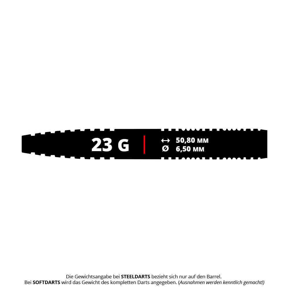 Dieses Bild zeigt die Winmau Daryl Gurney Signature Edition Steeldarts mit 23g. Die Steeldarts sind detailliert abgebildet.