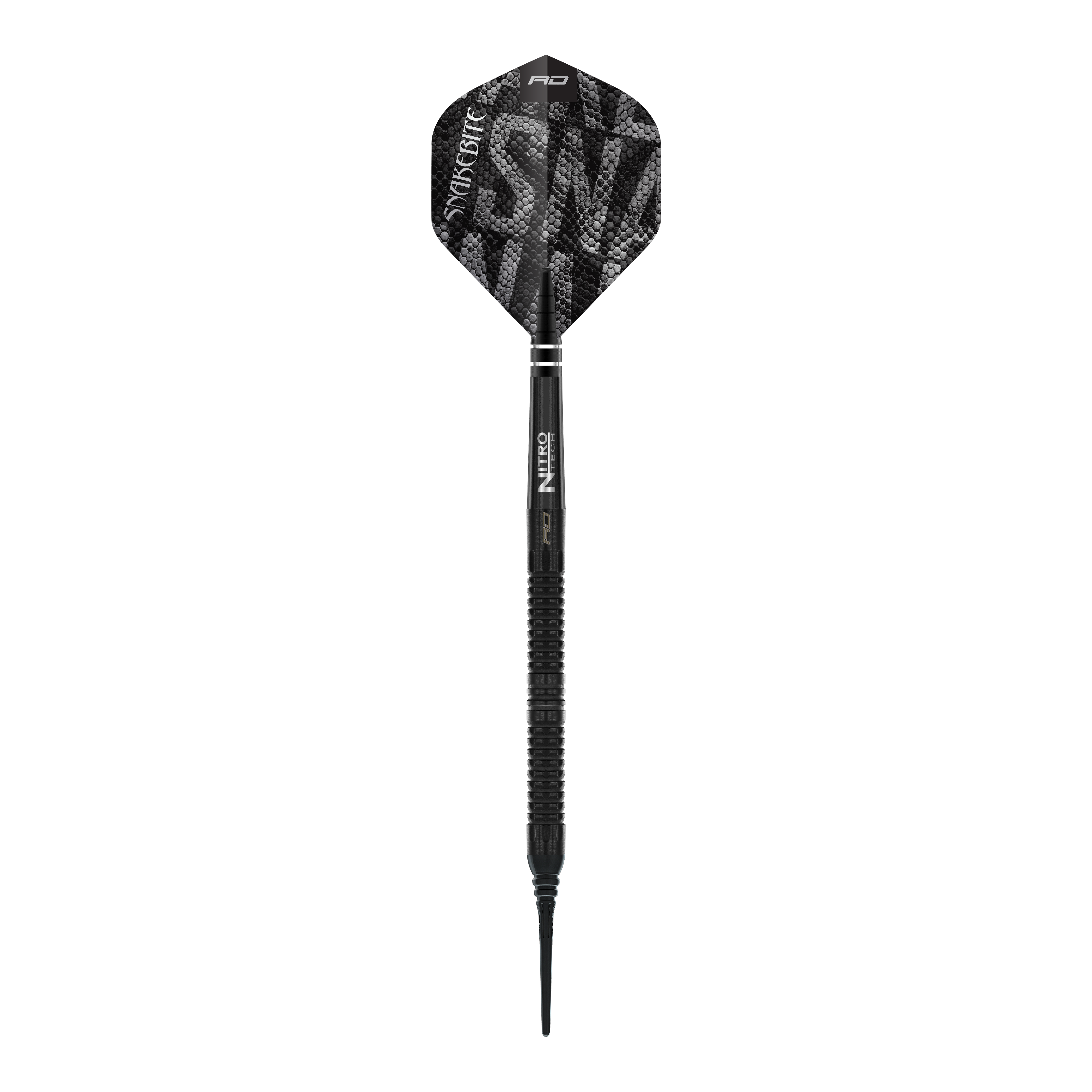 Red Dragon Peter Wright Snakebite Black Mamba Softdarts - 20g Red Dragon Peter Wright Snakebite Black Mamba Softdarts - 20g. Abgebildet ist ein Detail des Softdarts-Designs in Schwarz.