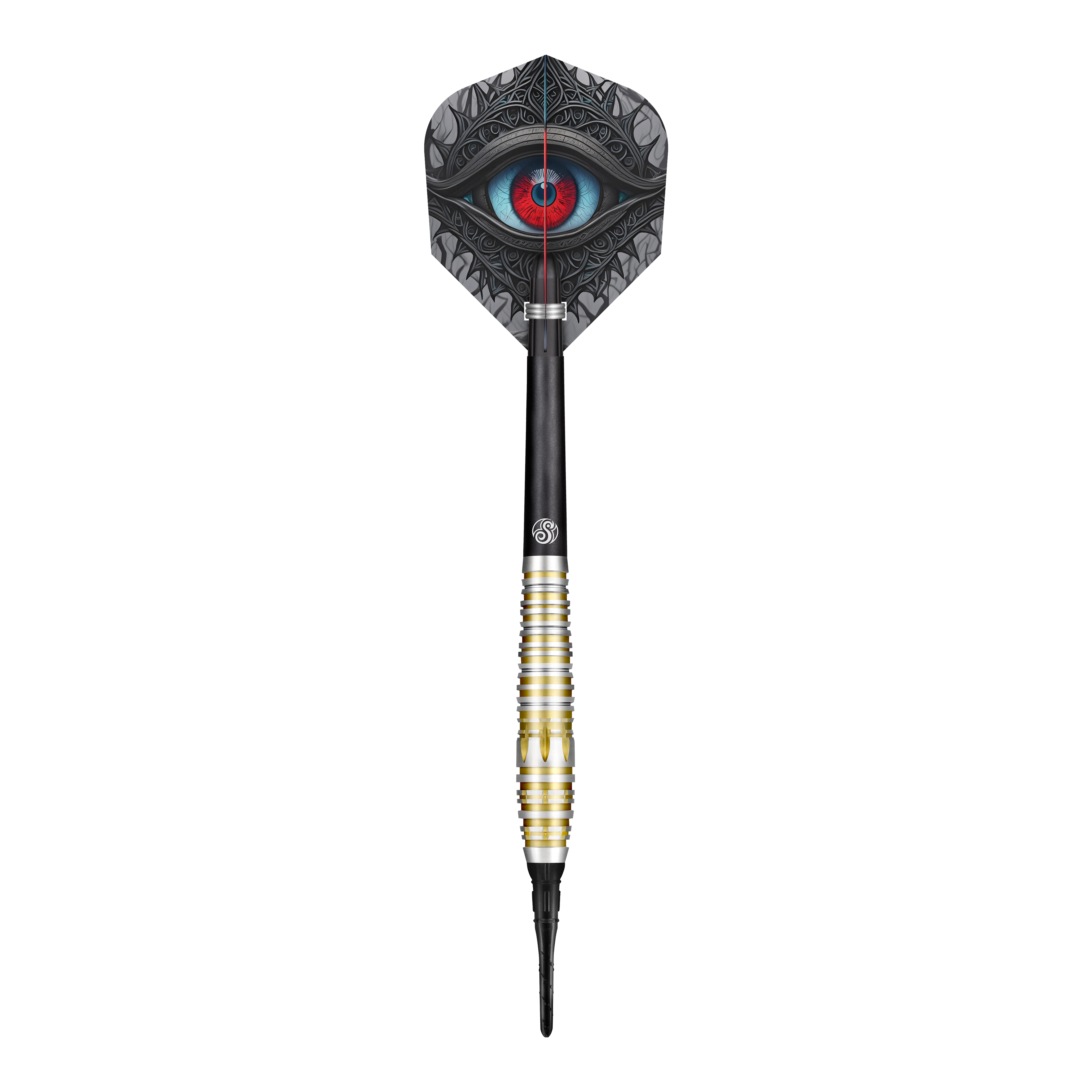 Shot Celt Balor Softdarts Der Shot Celt Balor Softdart ist ein eleganter Dartpfeil mit einem auffälligen Design. Auf der Flight ist ein großes, detailliertes Auge abgebildet.