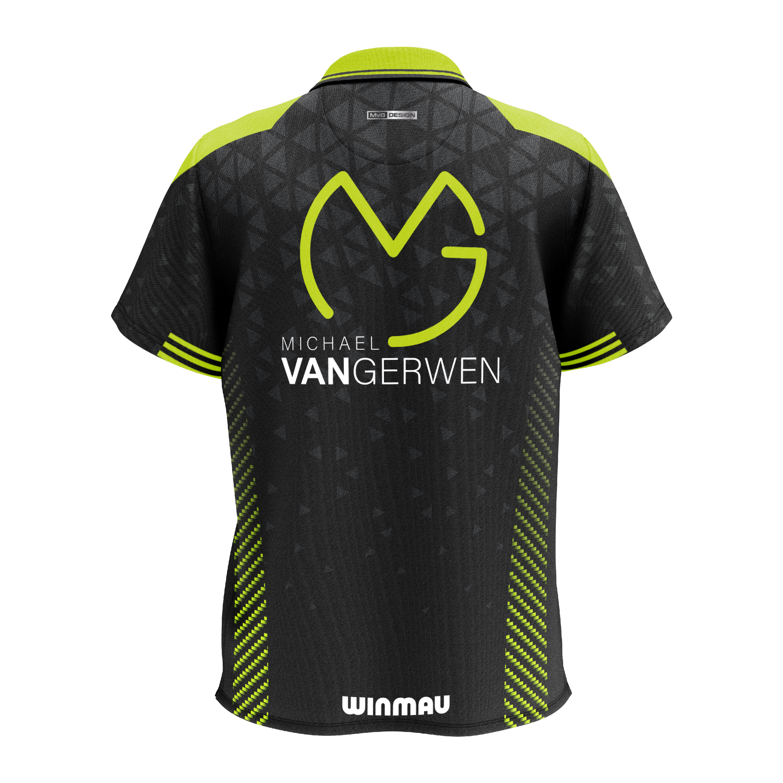 Winmau Michael Van Gerwen Stage Poloshirt Das Bild zeigt das Winmau Michael Van Gerwen Stage Poloshirt. Es ist ein Poloshirt im Design von Michael Van Gerwen.