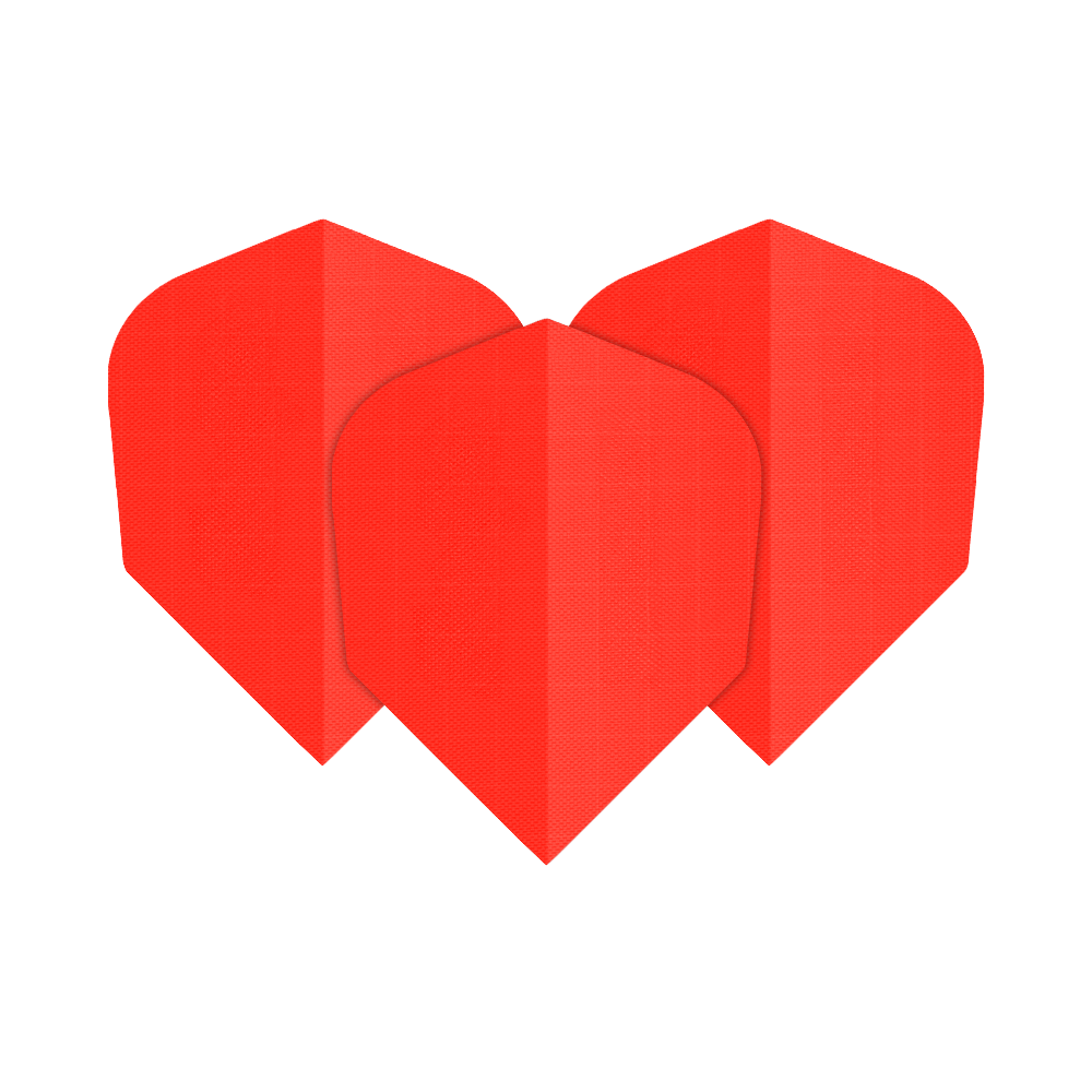 Das Bild trägt den Dateinamen 'Nylon-Stoff_No6_Flights_NeonOrange_1Set'. Wahrscheinlich zeigt es ein Set Flight-Flügel aus Nylon-Stoff in Neonorange.