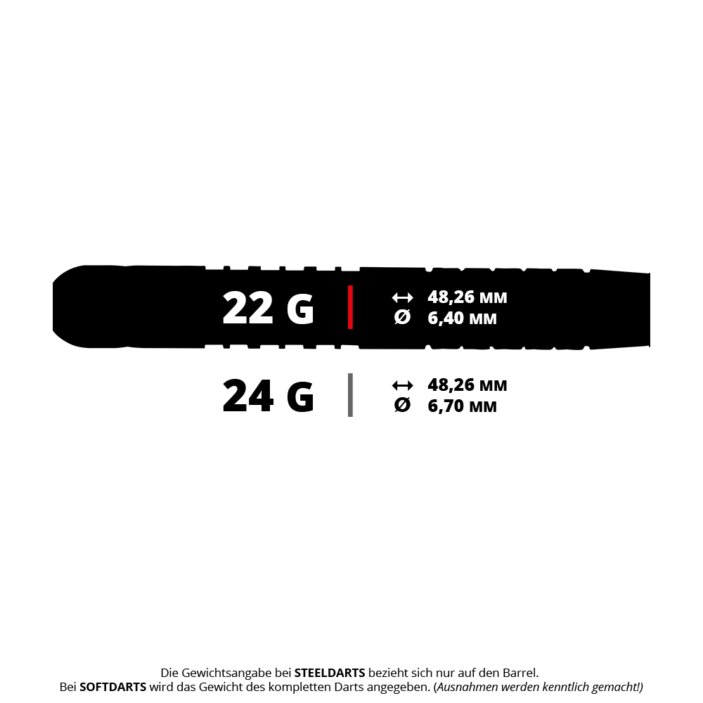 Winmau Mike Maloney Steeldarts Das Bild zeigt einen Steeldartpfeil aus der Winmau Mike Maloney Serie mit 22 Gramm. Der Pfeil liegt auf weißem Hintergrund.