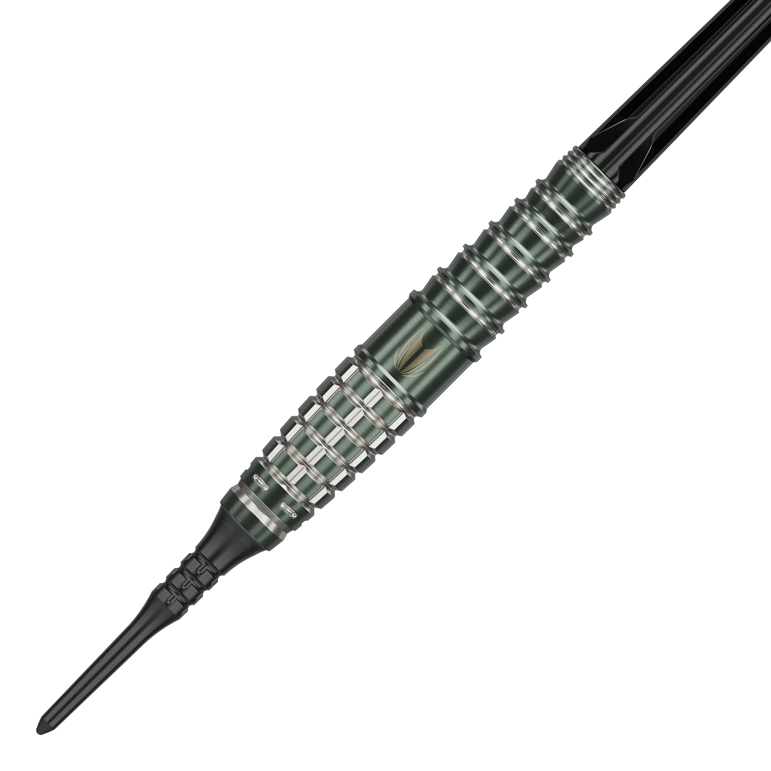 Target Japan Akito Yamagata Scream GEN1 Softdarts - 19g Das Bild zeigt einen Akito Yamagata Scream GEN1 Softdart von Target Japan mit einem Gewicht von 19g. Der Dart hat ein präzise bearbeitetes, silber-schwarzes Barrel mit mehreren Griffmulden.