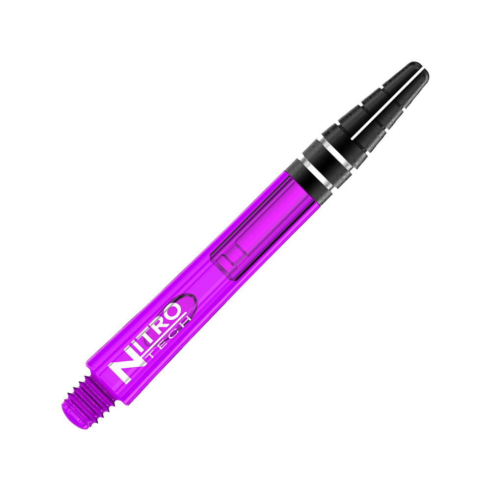 Das Bild zeigt einen lila RedDragon Nitrotech Shaft. Der Schaft besteht aus Kunststoff und hat schwarze Akzente am oberen Ende.