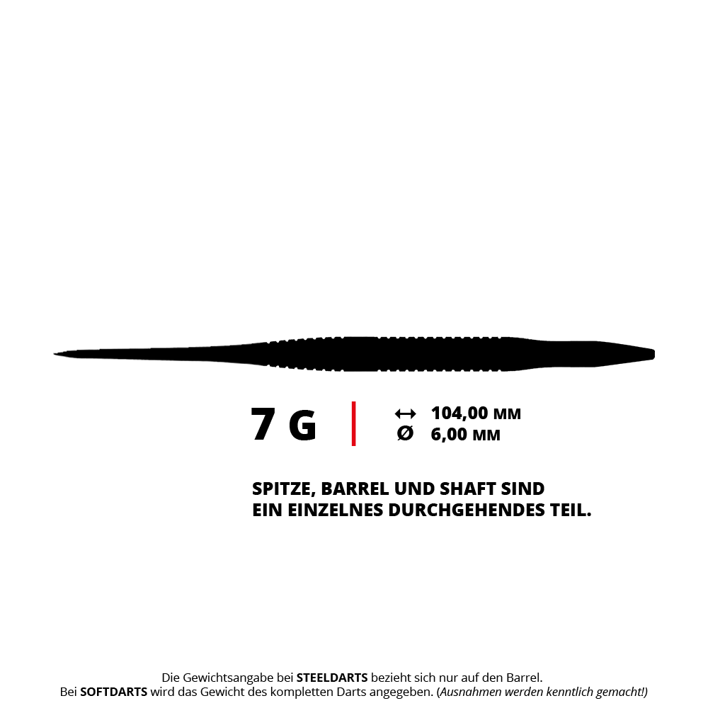 Auf dem Bild sieht man die Caliburn TTD Complete Titanium T3 Silver Steeldarts mit einem Gewicht von 7g. Die Steeldarts bestechen durch ihr elegantes silbernes Design.