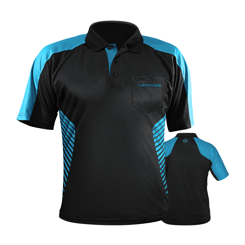 Harrows Vivid Dartshirt Black/Aqua