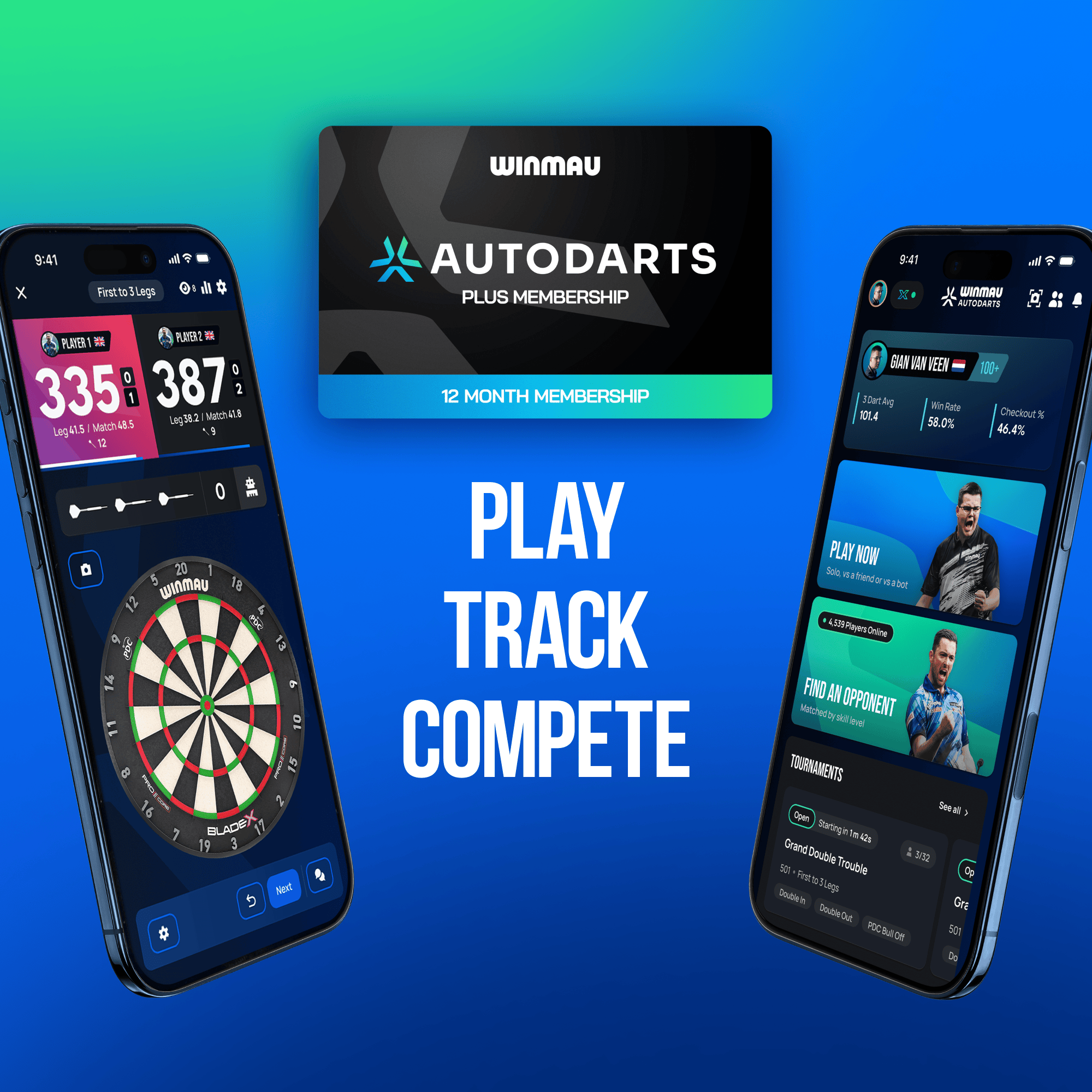 Winmau Autodarts Device Stand & 12 Monate Membership Bundle Abgebildet ist das Winmau Device Stand & 12 Monate Membership Bundle. Das Set umfasst einen Ständer und eine 12-monatige Mitgliedschaft für Dartspieler.