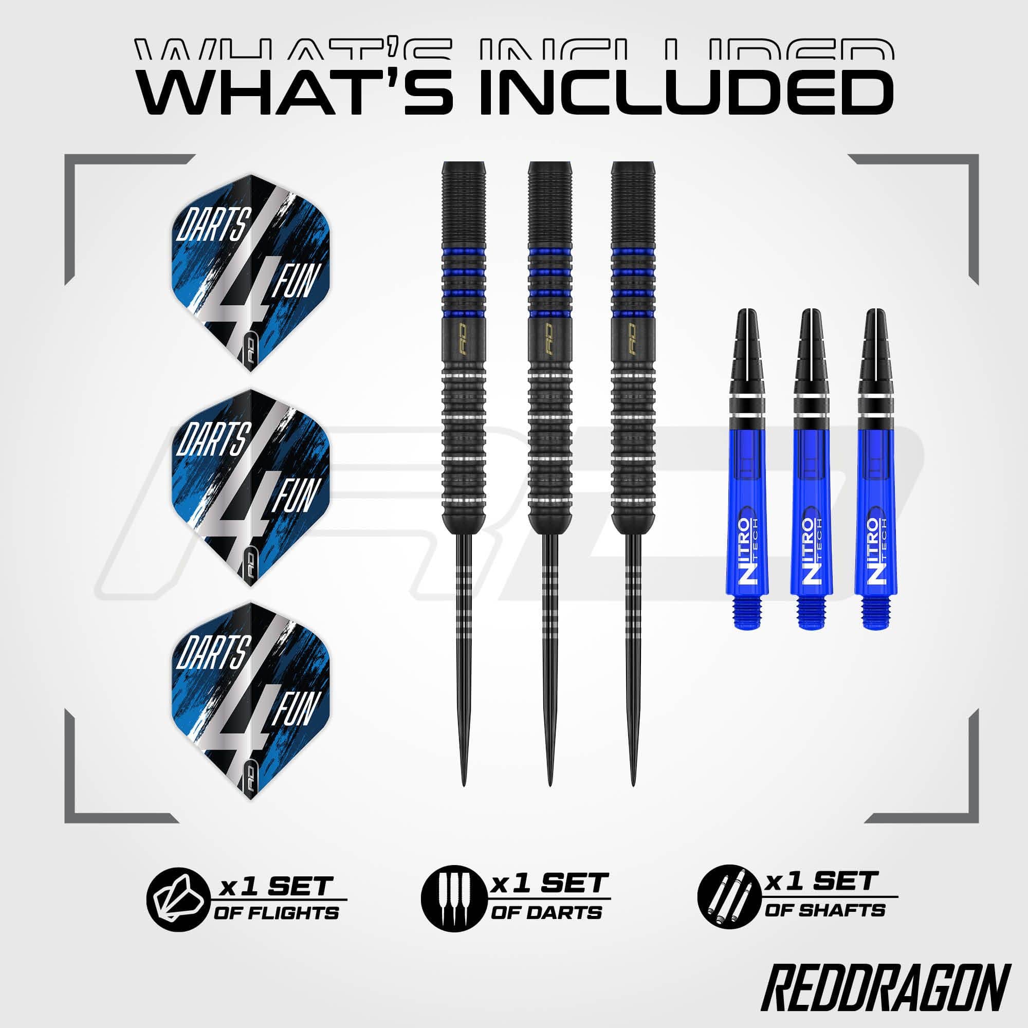 Abgebildet sind Red Dragon David Williams V1 Steeldarts - 23g. Die Steeldarts zeichnen sich durch hochwertige Verarbeitung aus.