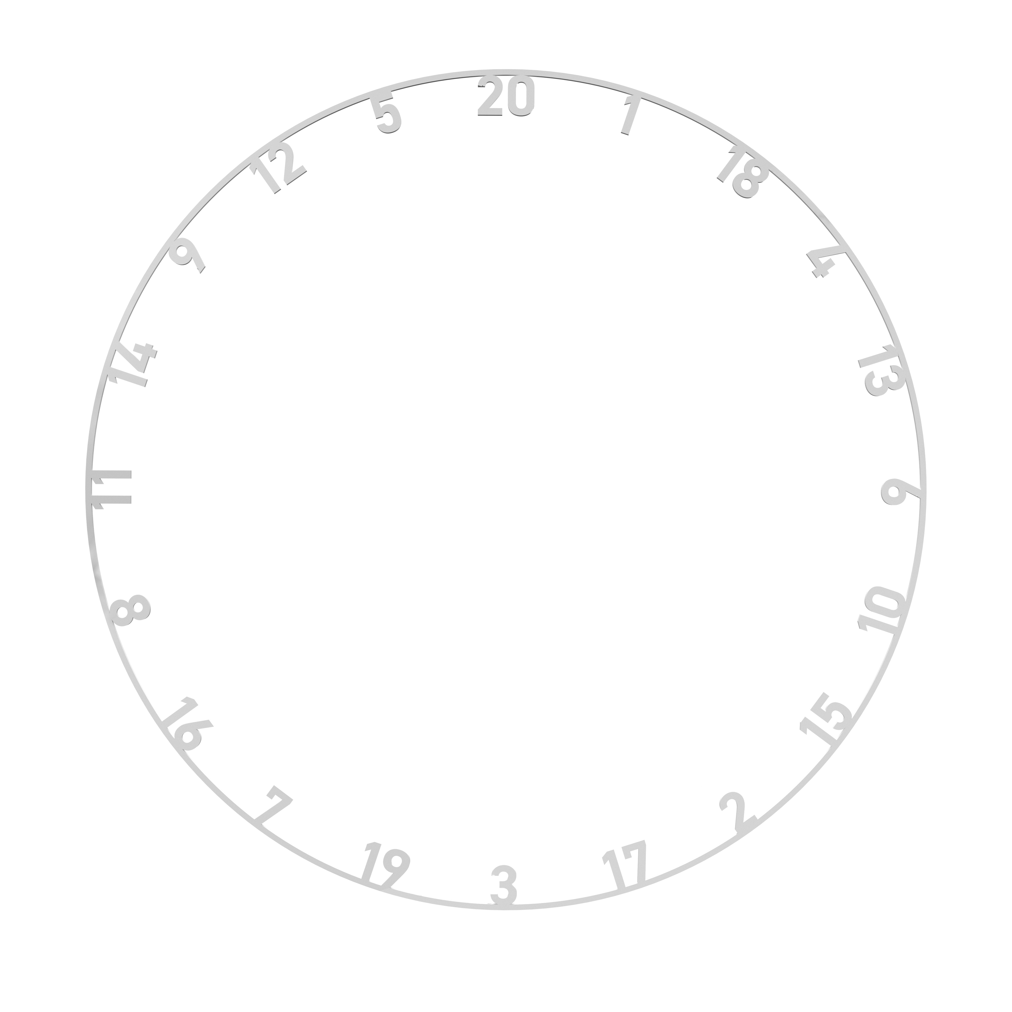 Das Bild zeigt einen Zahlenring für ein Steeldartboard mit weißen Zahlen. Die Zahlen sind im Kreis angeordnet und reichen von 1 bis 20.