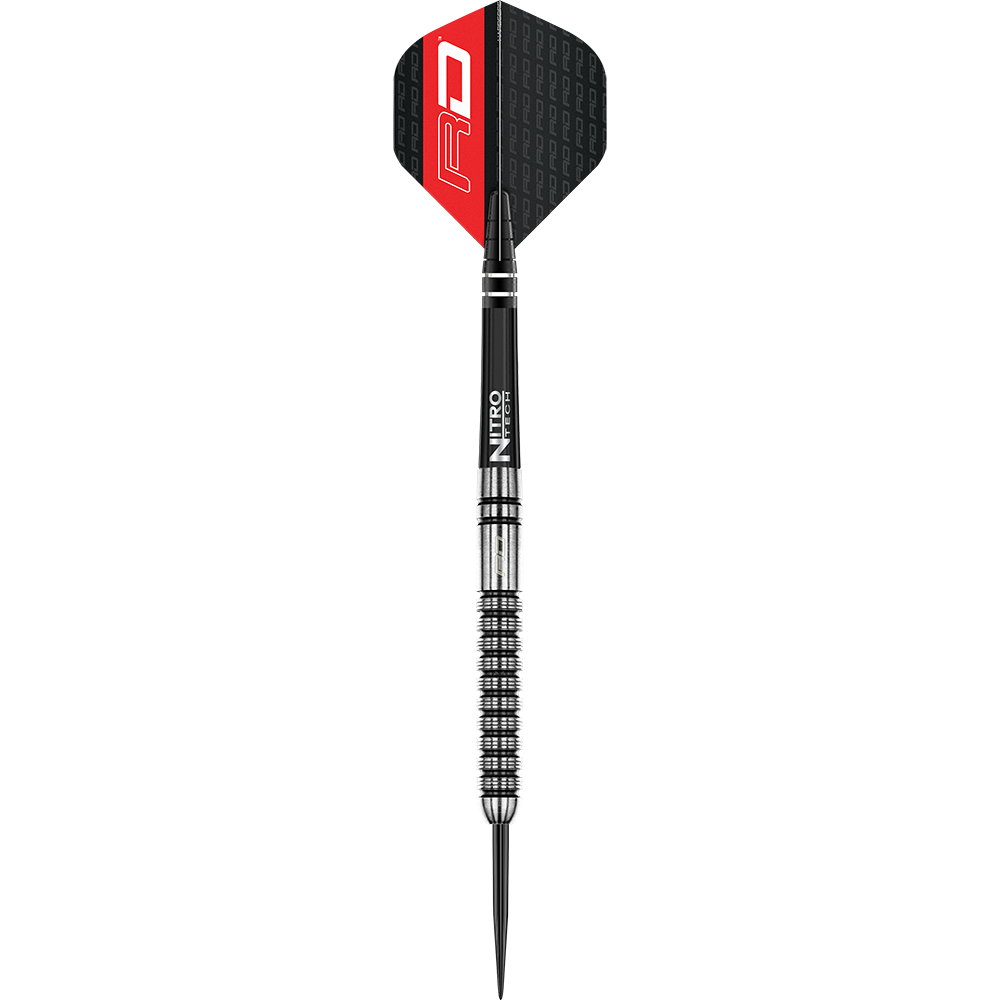 RD2554_Red_Dragon_Gian_Van_Veen_Steeldarts_1v01Arp58hALho Das Bild zeigt einen Red Dragon Gian Van Veen Steeldart mit einem Gewicht von 21g. Der Dart hat einen silbernen Barrel, einen schwarzen Shaft und schwarze Flights mit rotem und weißem Aufdruck.