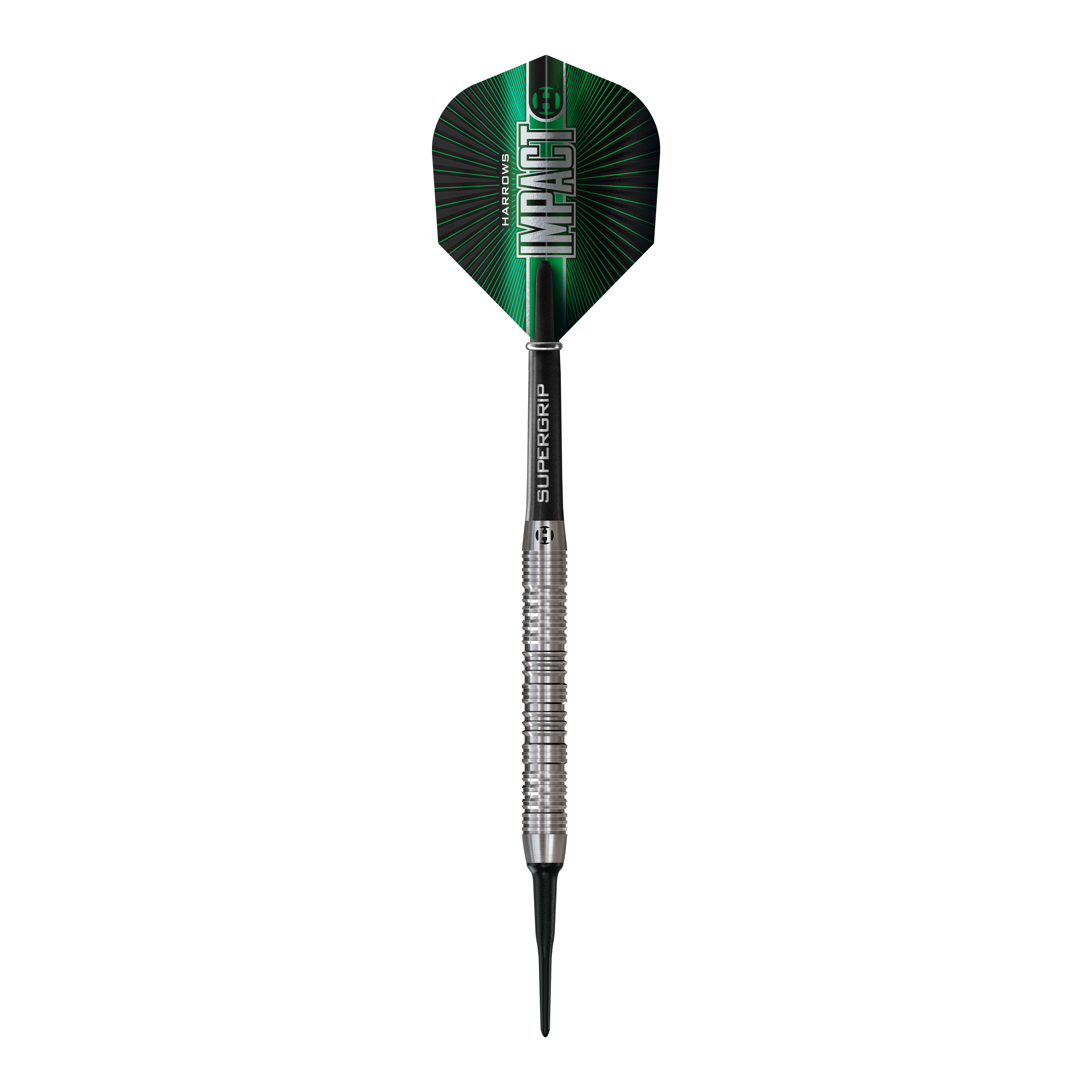 Harrows Impact Softdarts sind auf diesem Bild abgebildet. Die Softdarts sind in Nahaufnahme zu sehen.