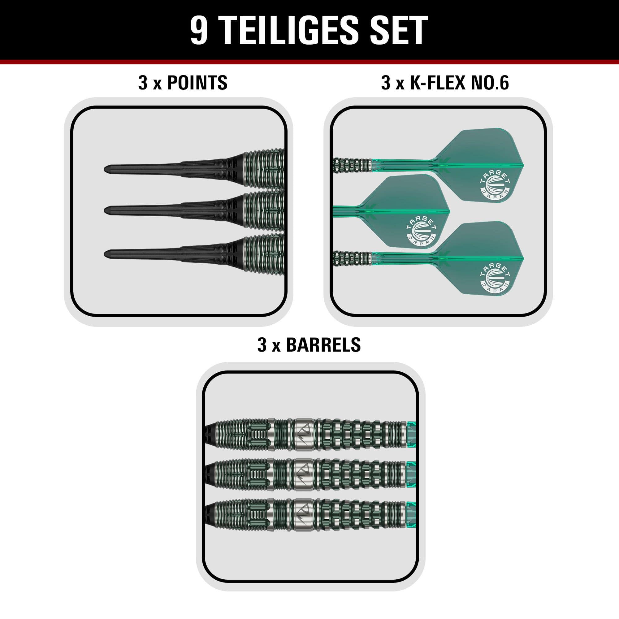 Target Japan Prime Series PW GEN 3 Softdarts - 19g Hier sehen Sie den Target Japan Prime Series PW GEN 3 Softdart mit 19g Gewicht. Das Foto hebt die Gestaltung dieses Produkts hervor.