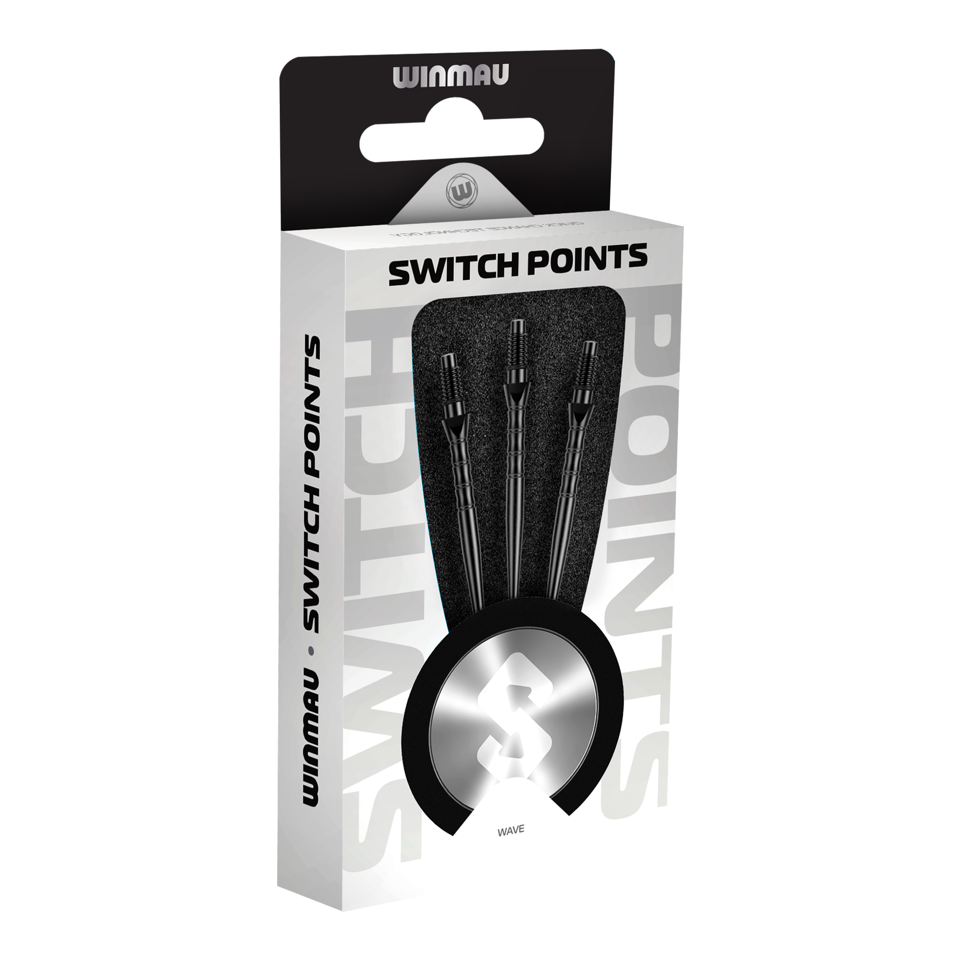 Winmau Switch Point Wave Steeldartspitzen - Schwarz Zu sehen sind die Winmau Switch Point Wave Steeldartspitzen in Schwarz. Diese Steeldartspitzen eignen sich optimal für ein präzises Dartspiel.