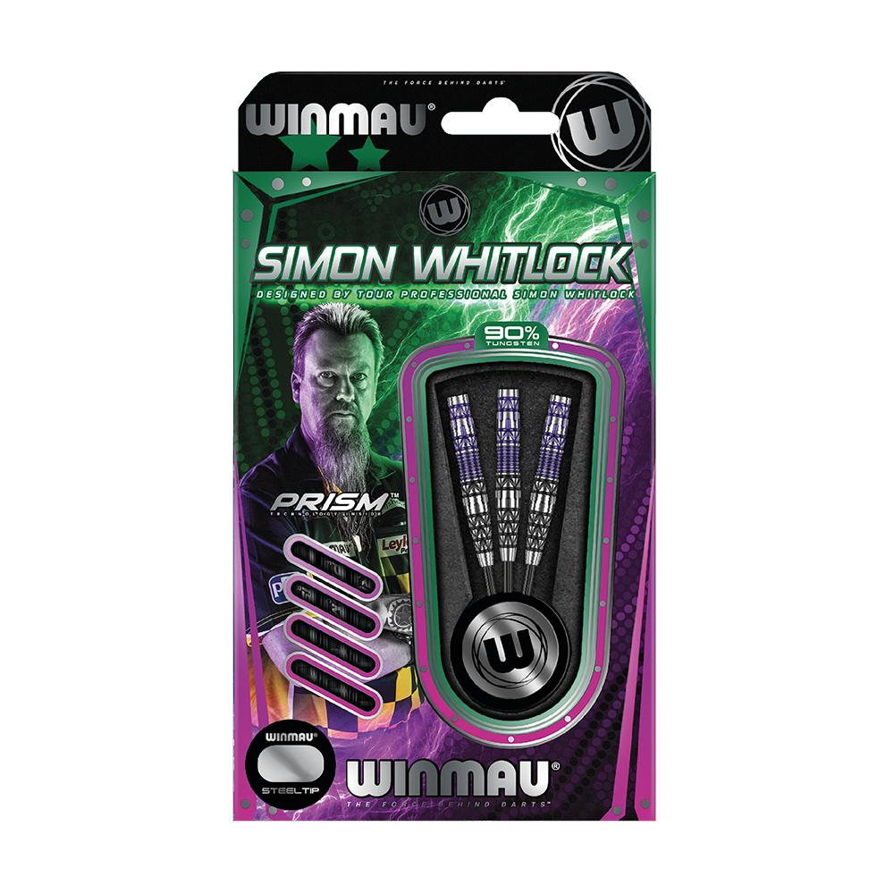 Fléchettes Winmau Simon Whitlock – 22g Ou 24g, Alliage Laiton/acier, Tiges Prism Force, Pointes Alu Gravées, Précision Optimale